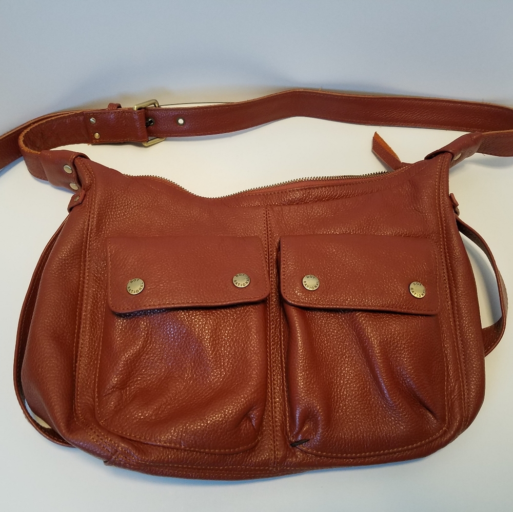 Not Rational brown leather hobo shoulder bag satchel EUC